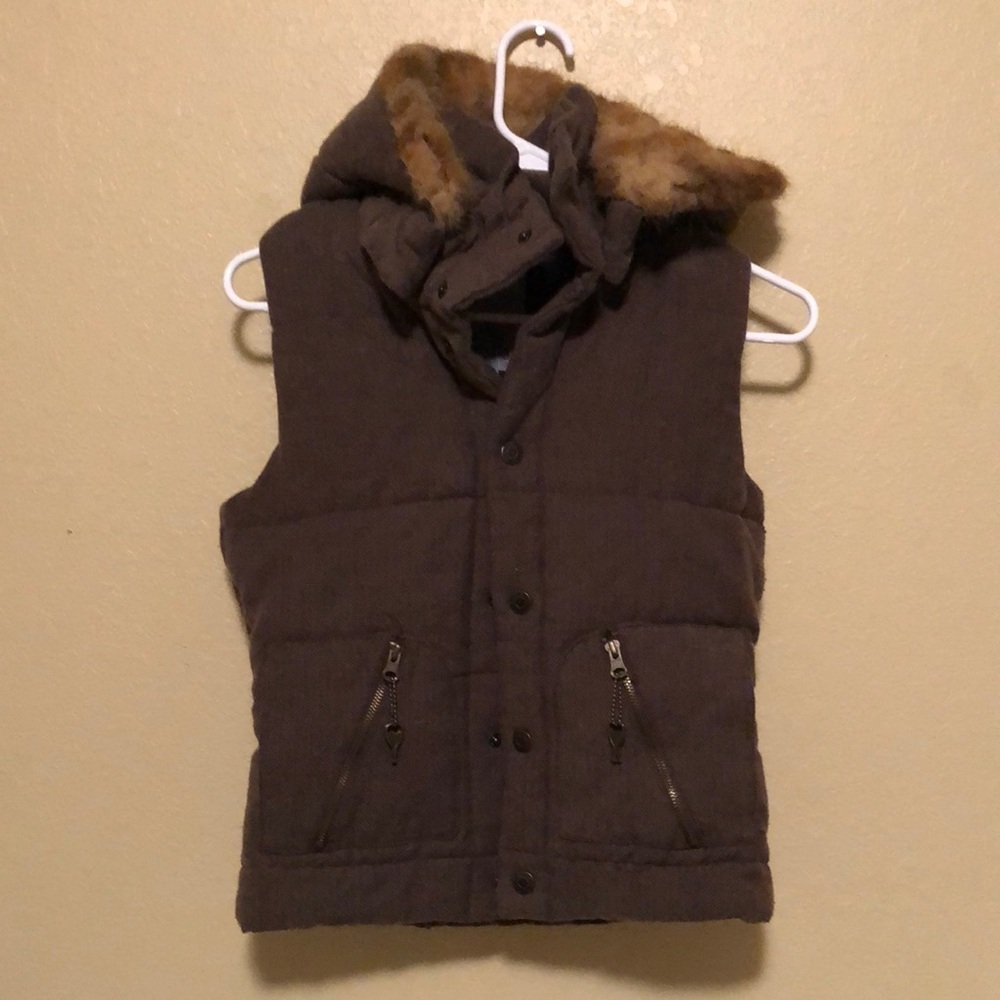 Women Brown Hooded Vest